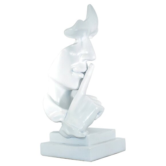 Adam & Friends Home Decor Silence Is Golden Sculpture | 1-Piece | White - Picture 4 of 5